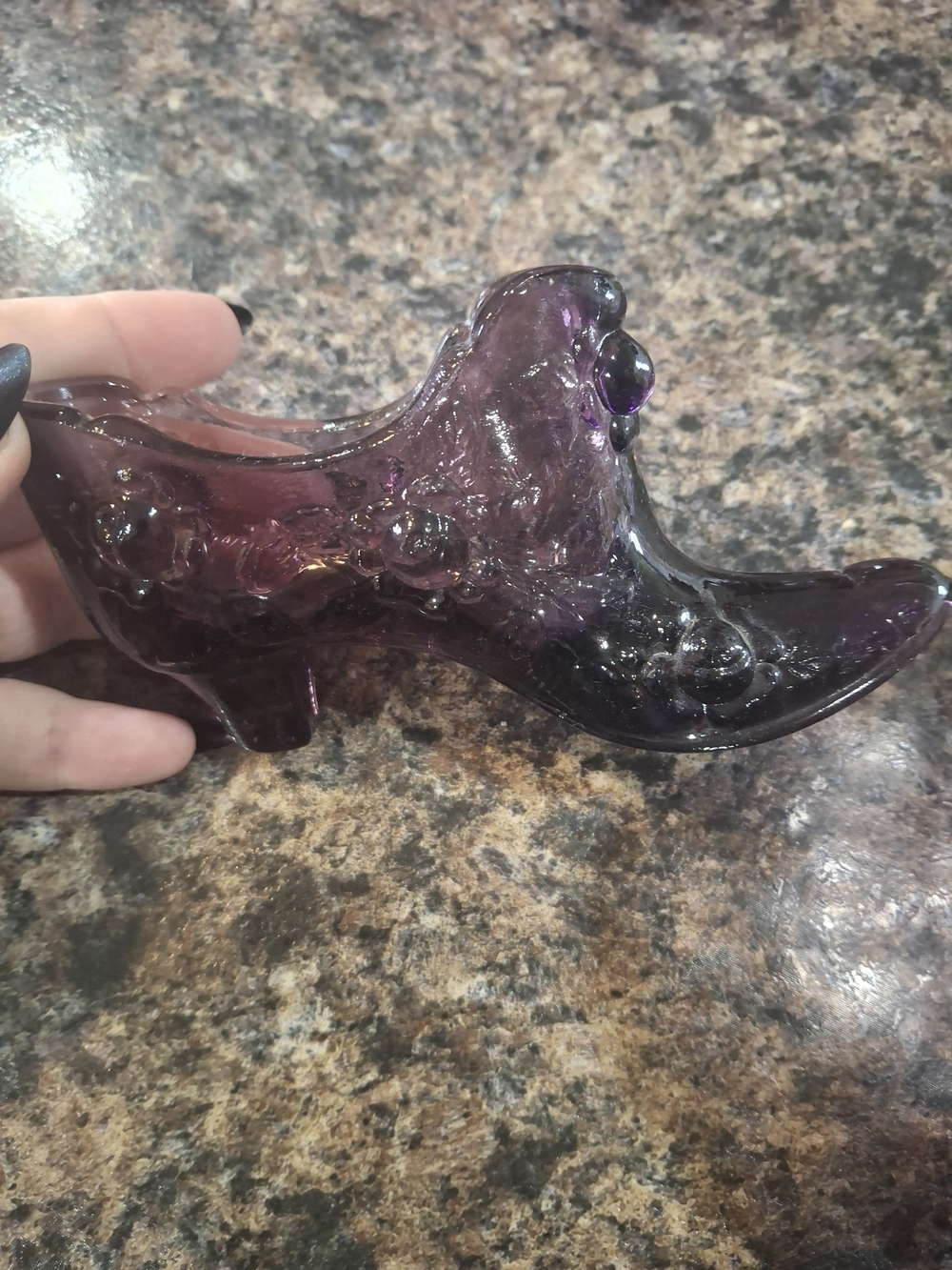 Fenton Amethyst Glass Woman's Heel Figurine